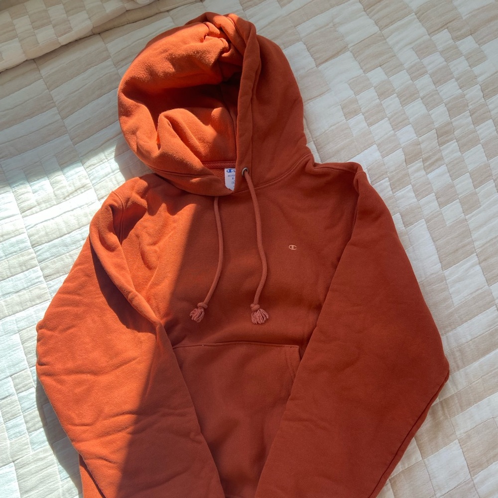 Orange champion reverse weave hoodie